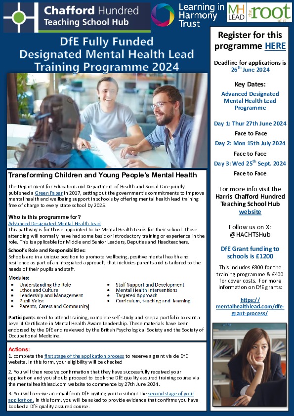 Designated Mental Health Lead Training 2024   Summer Term