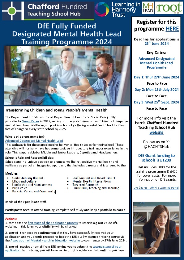 Designated Mental Health Lead Training 2024   Summer Term 24